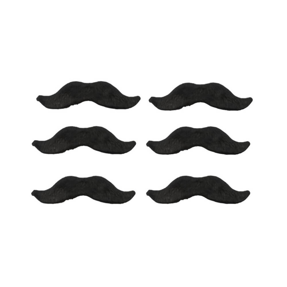 6 Moustaches Movember Fausse Fourrure Noir 11 x 2,5 cm - 47071 - Barbes et moustaches