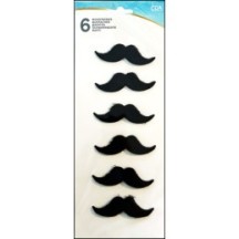 6 Moustaches Movember Fausse Fourrure Noir 11 x 2,5 cm - 47071 - Barbes et moustaches