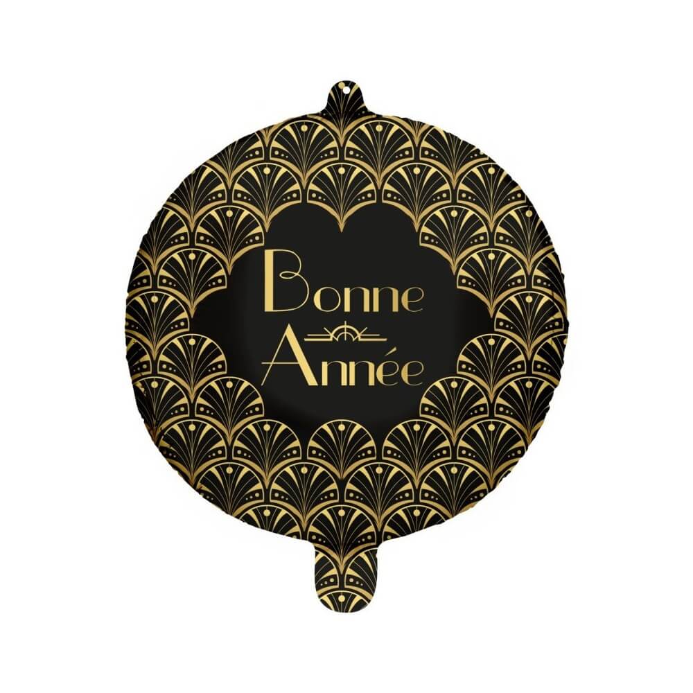 Ballon Foil 45 cm Flapper Bonne Année Noir - 36500-37 - Ballons aluminium