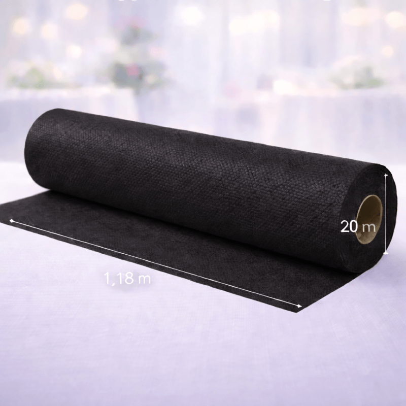 Nappe en rouleau papier gaufré noir 20 x 1,18 m - 147005 - Nappes gaufrées