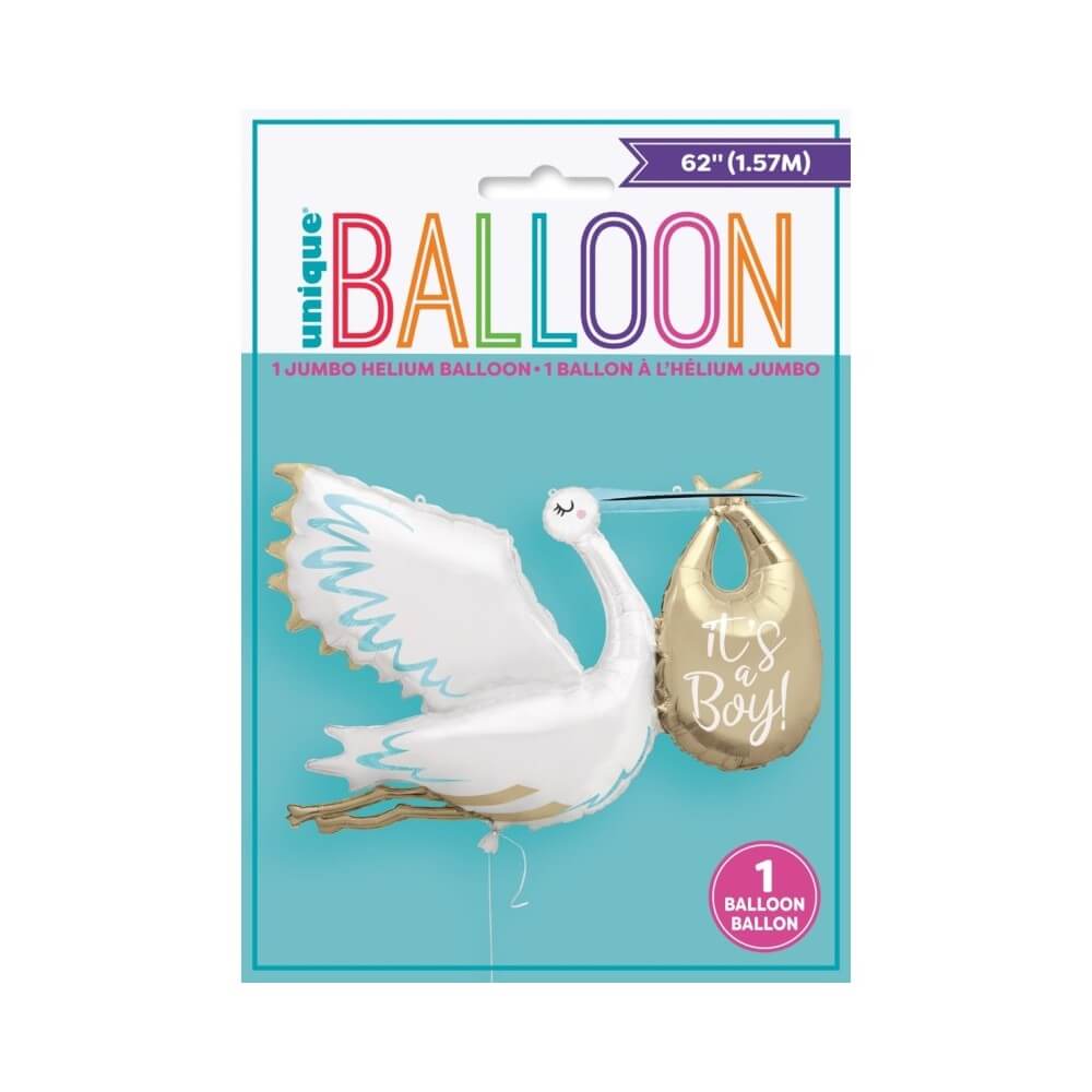 Ballon Cigogne "C’est un garçon" 157 cm XL pas cher – Fiesta Factory à petit prix