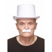 Moustache Officier Blanche Pas Cher | Accessoire Déguisement – Fiesta Factory