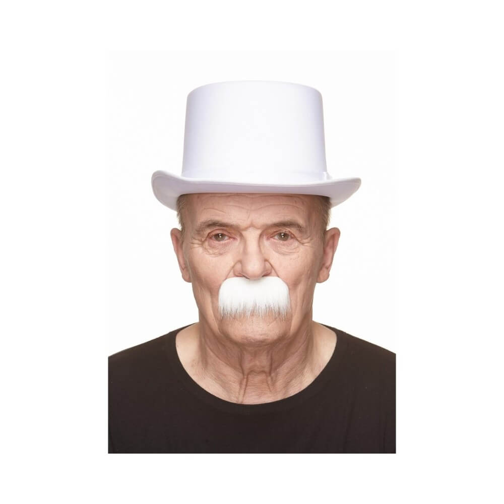 Moustache Brosse Blanche – Accessoire Déguisement - 26407N - Barbes et moustaches