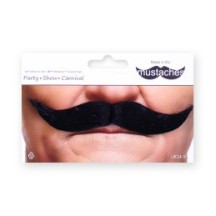 Moustache hongroise noire pour déguisement militaire ou historique. Accessoire adhésif facile à poser et confortable. Disponible