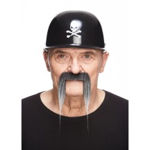 Moustache Noire Méchée de Blanc – Accessoire Déguisement - 26422I - Barbes et moustaches