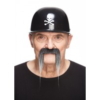 Moustache Noire Méchée de Blanc pas cher | Accessoire Déguisement Fiesta Factory