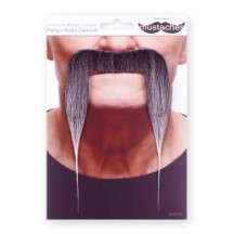 Moustache Noire Méchée de Blanc – Accessoire Déguisement - 26422I - Barbes et moustaches
