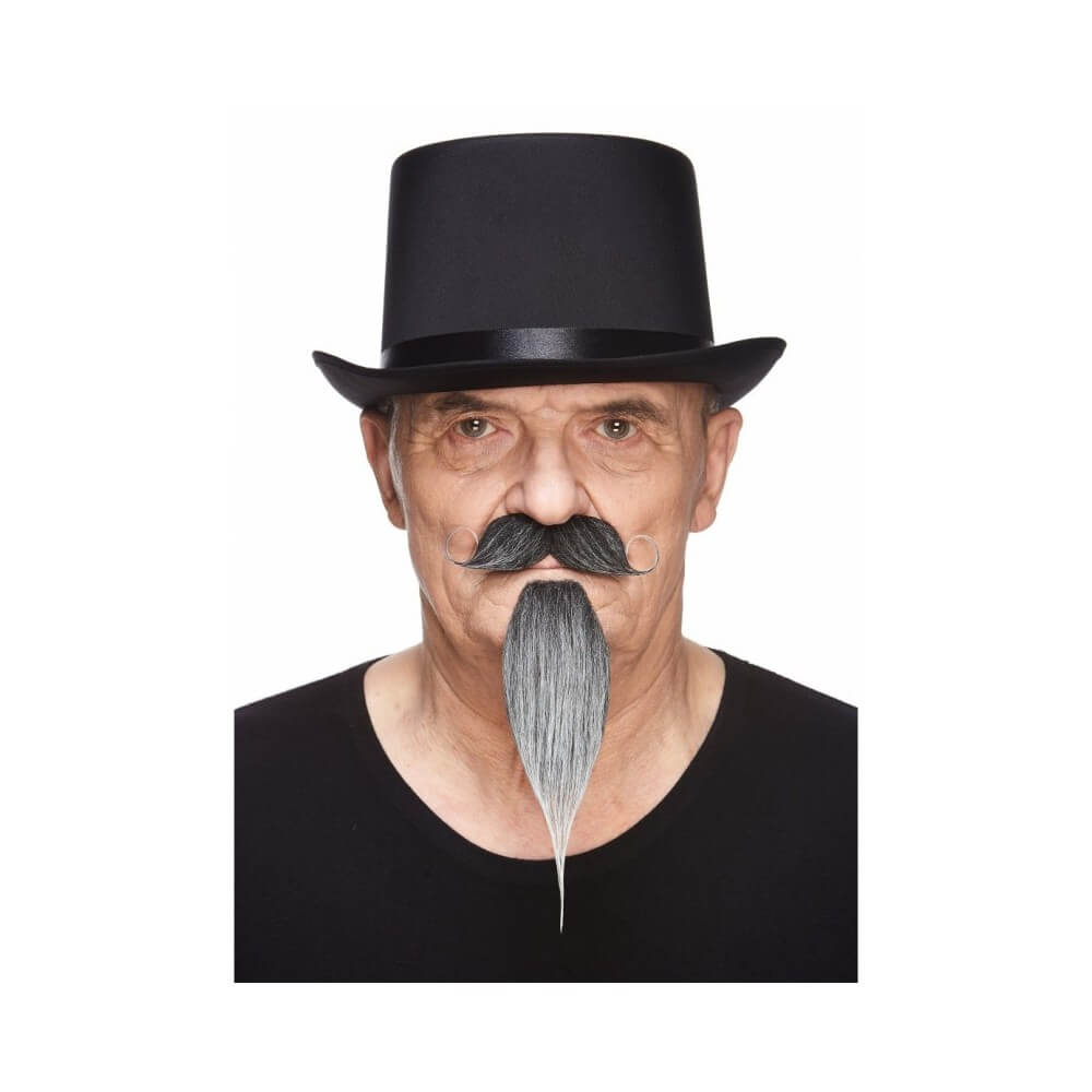 Moustache Mousquetaire Noire Méchée de Blanc – Accessoire Déguisement - 26426I - Barbes et moustaches