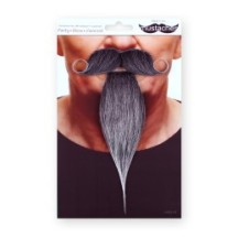 Moustache Mousquetaire Noire Méchée de Blanc – Accessoire Déguisement - 26426I - Barbes et moustaches