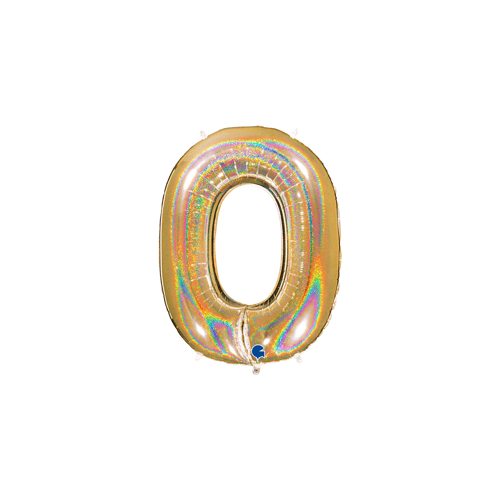 Ballon Aluminium Chiffre Holo Or 1M 40 pouces 0 à 9 | Fiesta Factory à petit prix