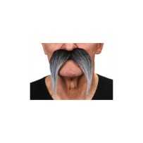 Moustache Gauloise Noire Méchée pas cher | Accessoire Gaulois Fiesta Factory