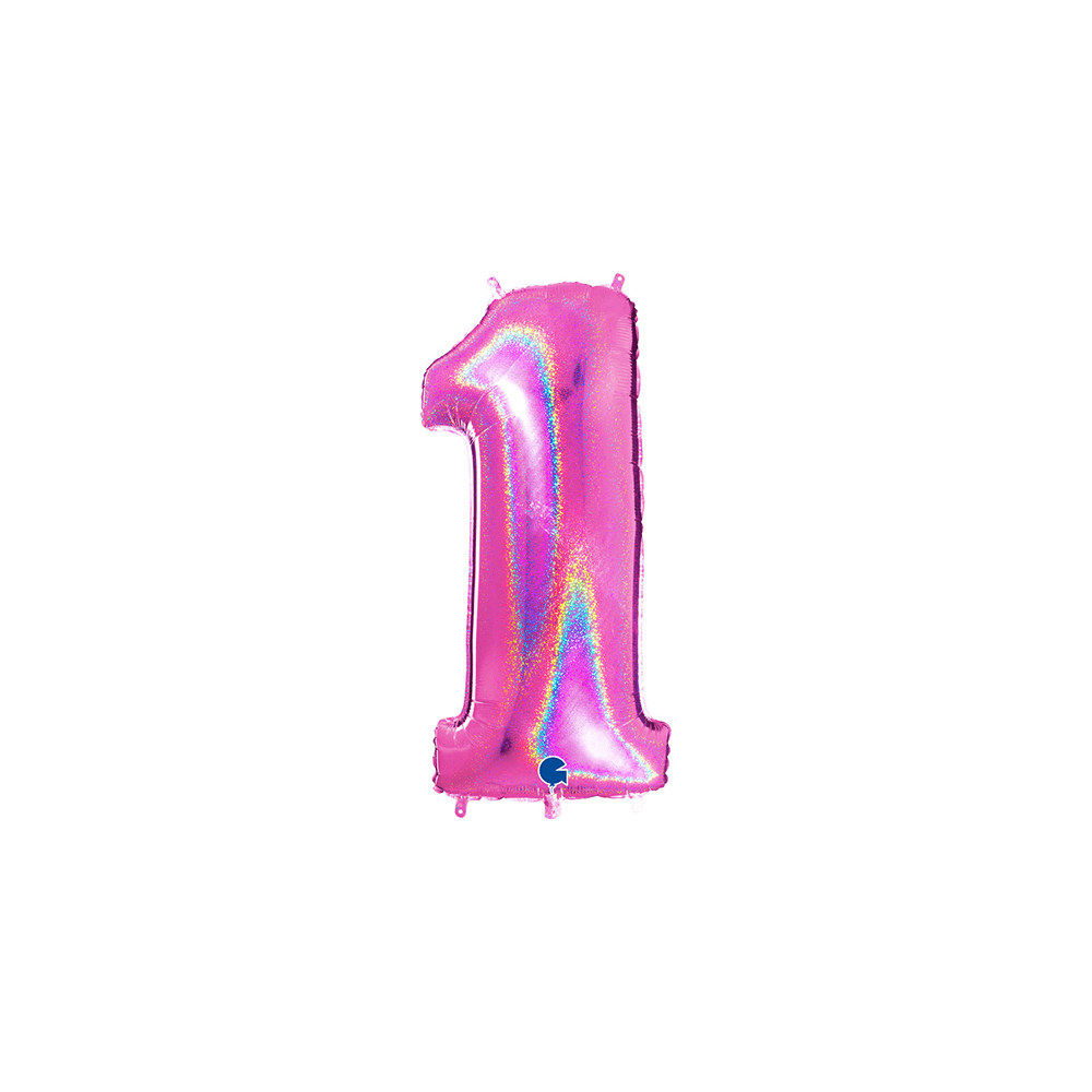 Ballon Aluminium Chiffre Holo Fuchsia 1M 40 pouces 0 à 9 | Fiesta Factory à petit prix