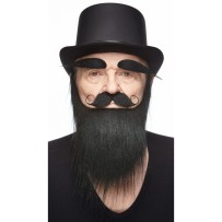 Moustache Barbe Sourcils Longs Noir Brillant pas cher | Fiesta Factory