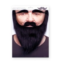 Set Moustache + Barbe + Sourcils Longs Noir Brillant – Accessoire Déguisement - 26436G - Barbes et moustaches