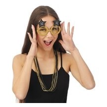 Lunettes Happy New Year Or Noir Pas Cher | Accessoire Nouvel An | Fiesta Factory