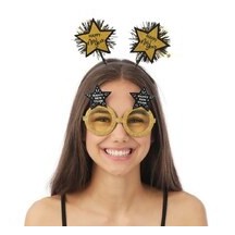 Lunettes Happy New Year Or Noir Pas Cher | Accessoire Nouvel An | Fiesta Factory