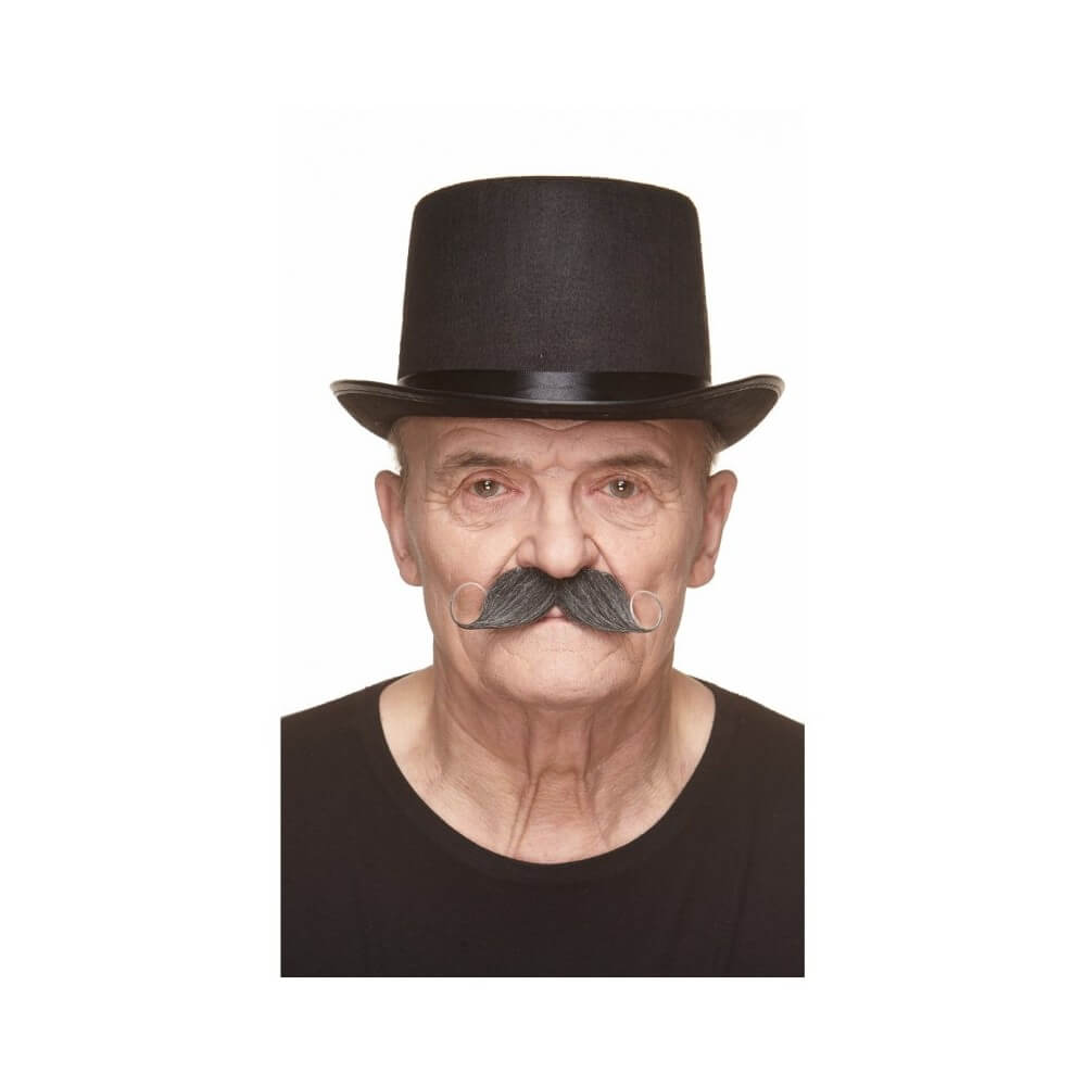 Moustache Noire et Blanche Élégante 90 mm – Accessoire Déguisement - 26437I - Barbes et moustaches