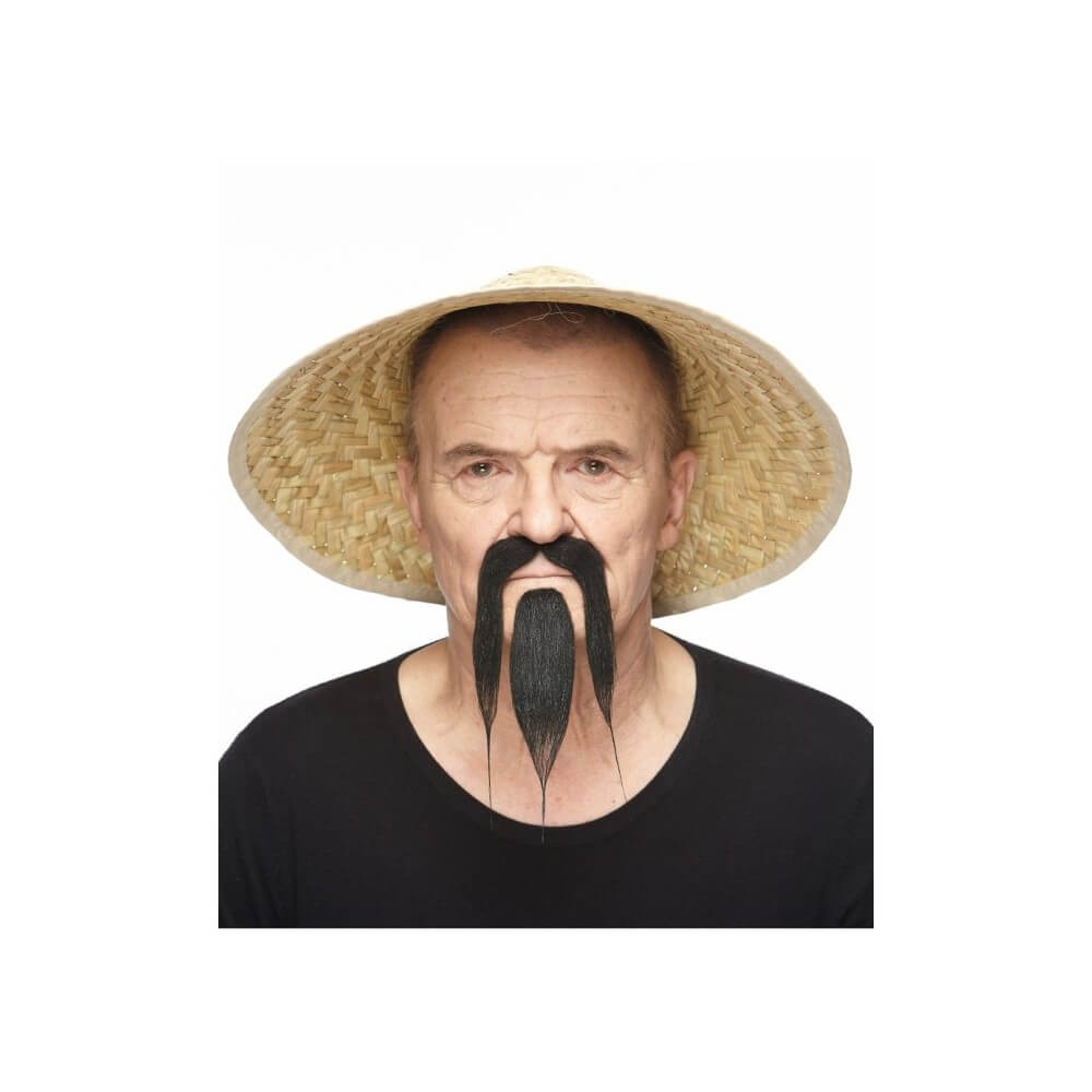 Moustache Longue Style Asiatique Noire – Accessoire Déguisement - 26438G - Barbes et moustaches
