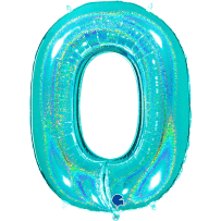 Ballon Aluminium Chiffre Holo Turquoise 1M 40 pouces 0 à 9 | Fiesta Factory à petit prix