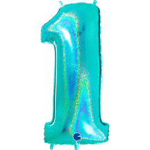 Ballon Aluminium Chiffre Holo Turquoise 1M 40 pouces 0 à 9 | Fiesta Factory à petit prix
