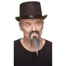 Moustache Longue Style Asiatique Noire et Blanche pas cher | Fiesta Factory