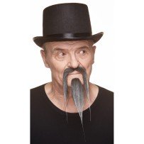 Moustache Longue Style Asiatique Noire et Blanche pas cher | Fiesta Factory