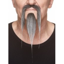 Moustache Longue Style Asiatique Noire et Blanche pas cher | Fiesta Factory