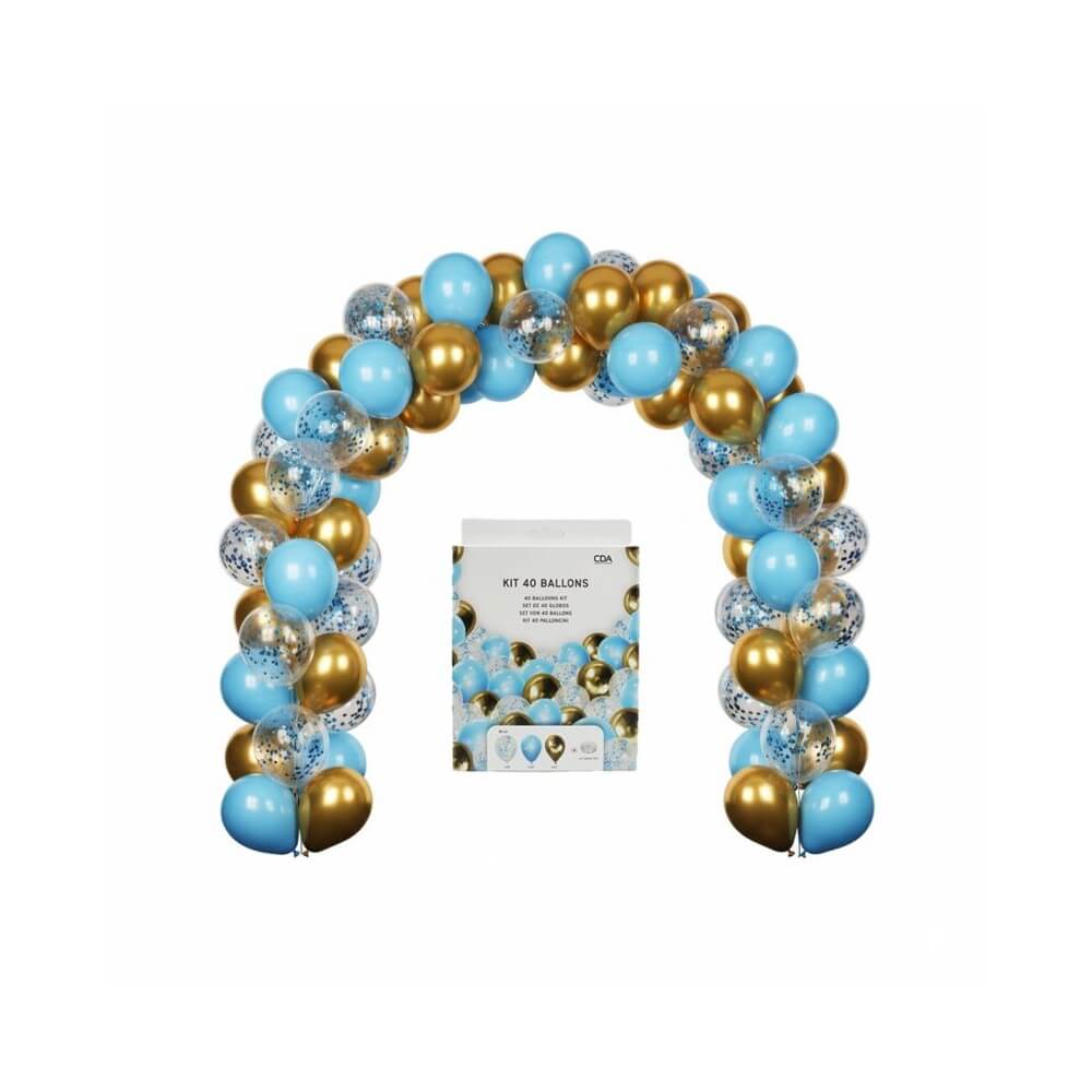 Kit 40 Ballons 30 cm Or / Bleu / Blanc - 36855 - Arches & guirlandes de ballons