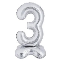 Ballon Aluminium Chiffre à Poser Argent 1M de 0 à 9 - BaPA401 - Ballons aluminium