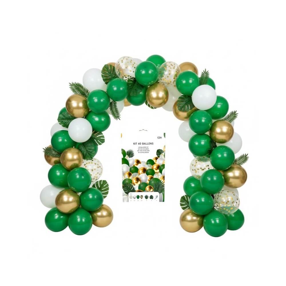 Kit 40 ballons 30 cm TROPICAL + 10 feuilles - 36857 - Arches & guirlandes de ballons
