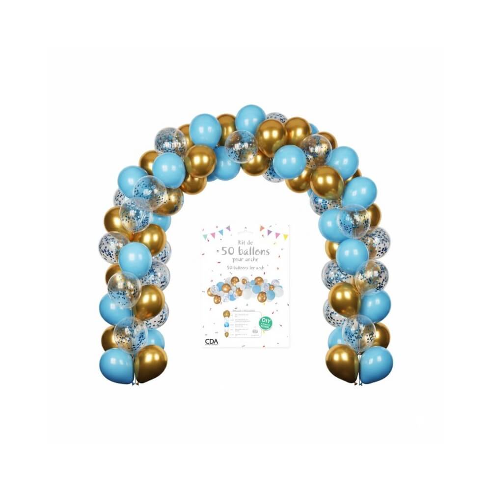 Kit Arche 50 Ballons Or / Bleu - 36202 - Arches & guirlandes de ballons