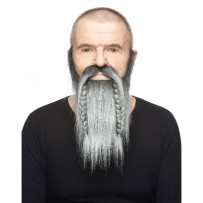 Barbe Moustache Viking Longue Grise Méchée Blanc pas cher | Fiesta Factory
