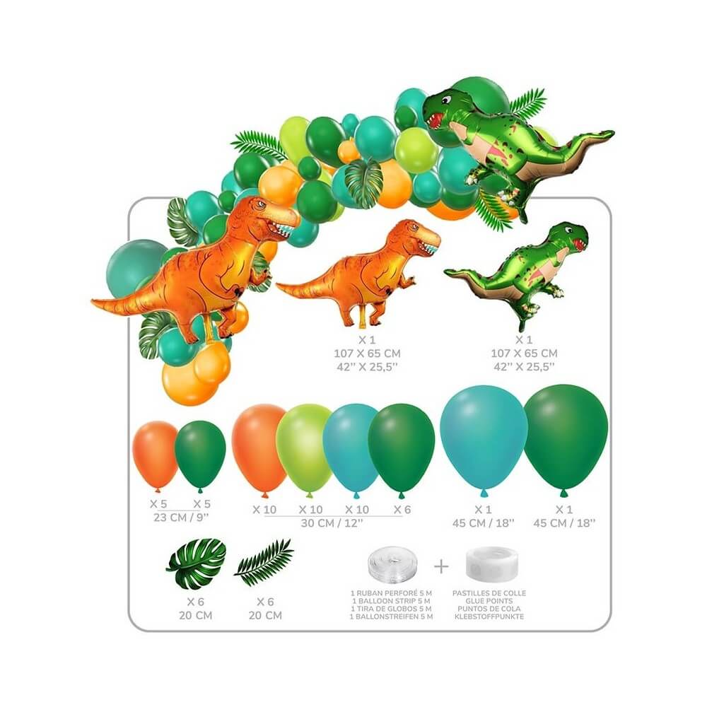 Kit 50 Ballons Dino avec Accessoires - 36209 - Arches & guirlandes de ballons