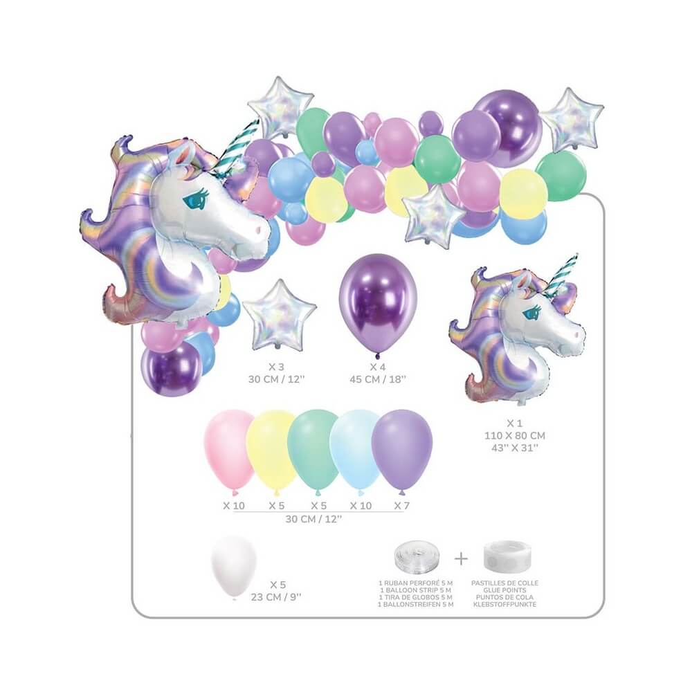 Kit 50 ballons Licorne avec accessoires - 36211 - Arches & guirlandes de ballons