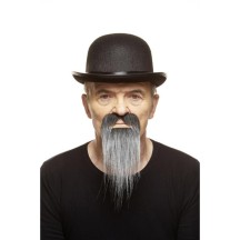 Moustache et Barbe Sorcier Noire et Blanche pas cher | Fiesta Factory
