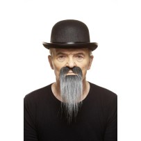 Moustache et Barbe Sorcier Noire et Blanche pas cher | Fiesta Factory