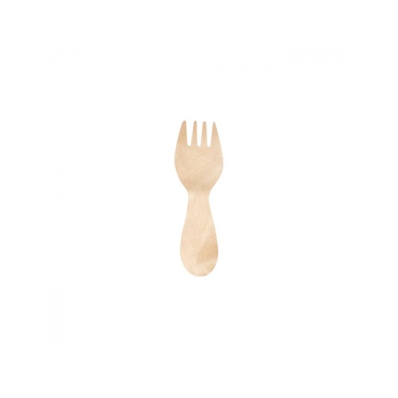 Mini Sporks en Bois 8 cm – Paquet de 100 - G30037W - Couverts en bois