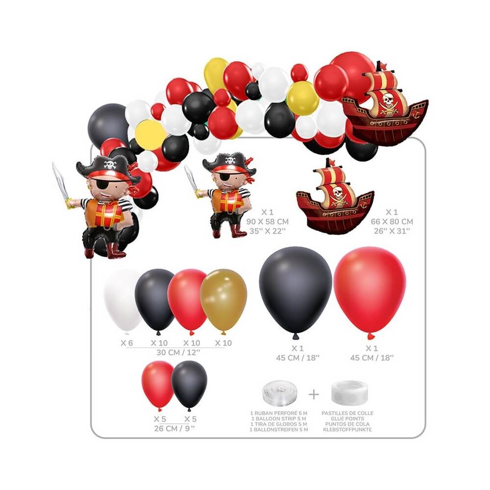 Kit 50 Ballons PIRATE avec Accessoires - 36212 - Arches & guirlandes de ballons