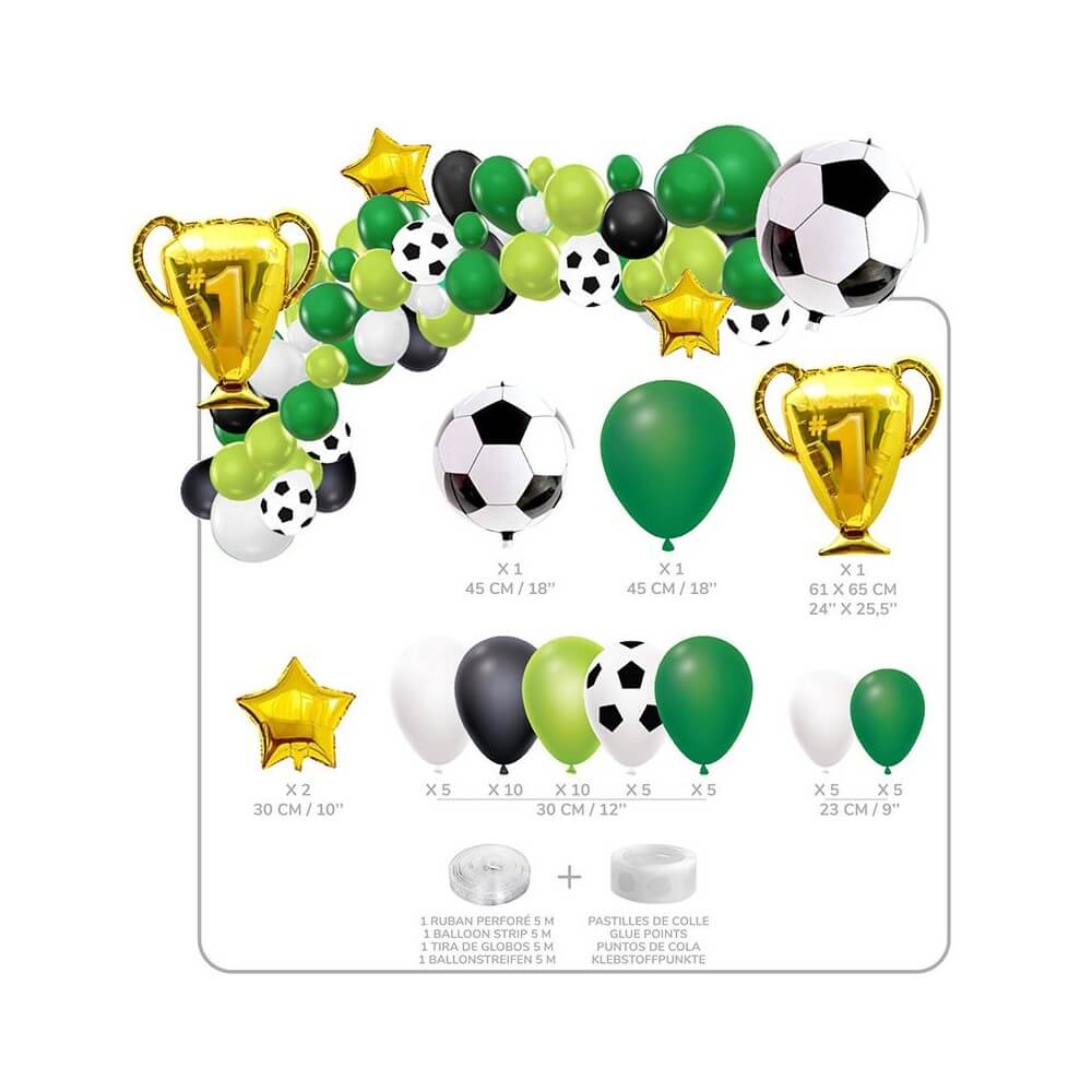 Kit 50 Ballons FOOTBALL avec Accessoires - 36210 - Arches & guirlandes de ballons