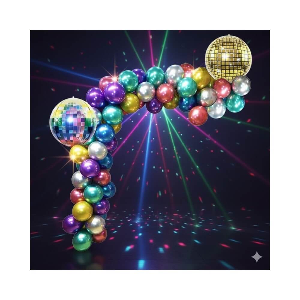 Kit 50 Ballons DISCO Ultra Métal + Accessoires - 35140 - Arches & guirlandes de ballons