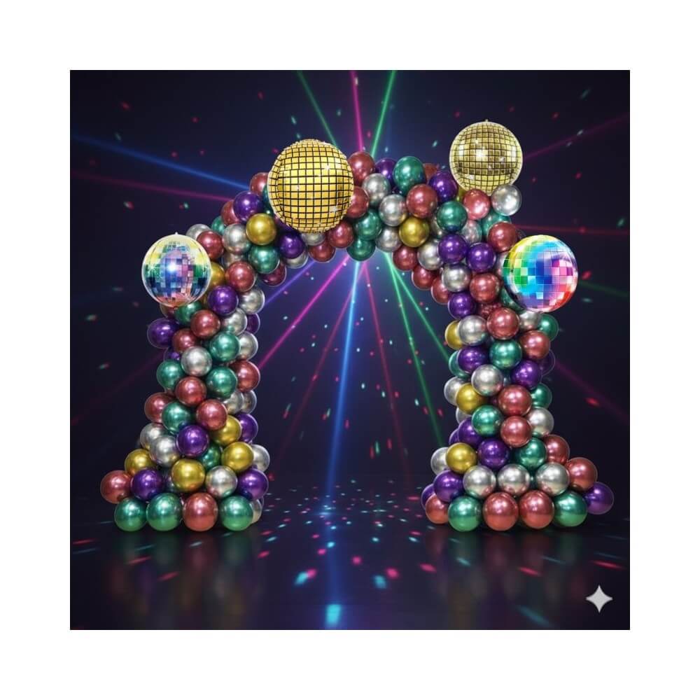 Kit 102 Ballons DISCO Ultra Métal + Accessoires - 35125 - Arches & guirlandes de ballons