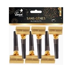 Sans-Gênes Or et Noir – Lot de 6 - 24371 - Cotillons