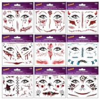 Tatouage Éphémère HORROR HALLOWEEN – 9 Modèles Assortis - 27836 - Accueil