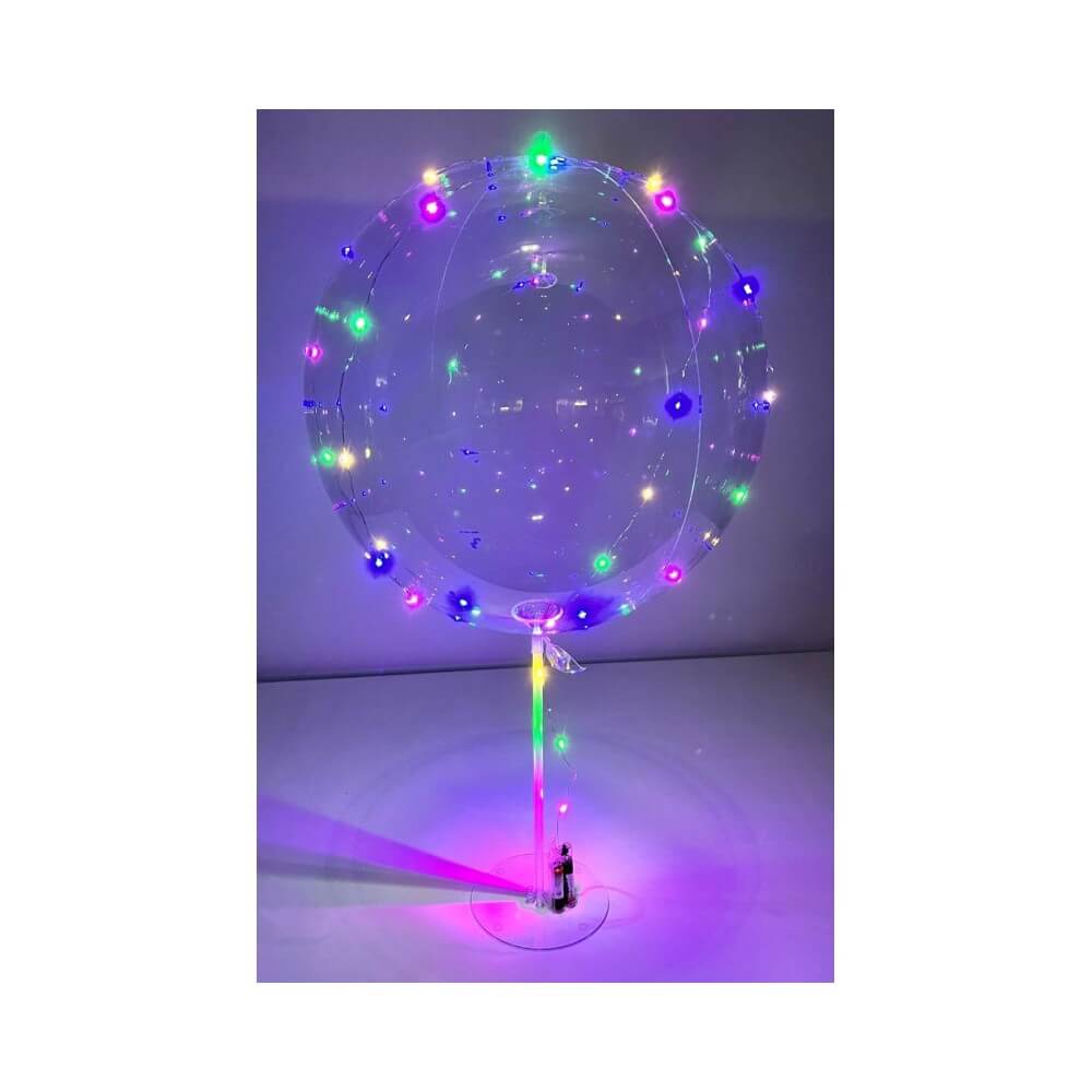 Bubble Ballon LED 40-45 cm sur Pied – Lumière Multi - 41132 - Ballons latex