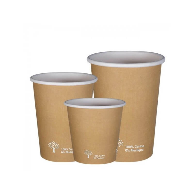 Gobelets Kraft 100% Carton 0% Plastique – 12 cL à 33 cL – Paquet de 50 - GK1233 - Gobelets en carton