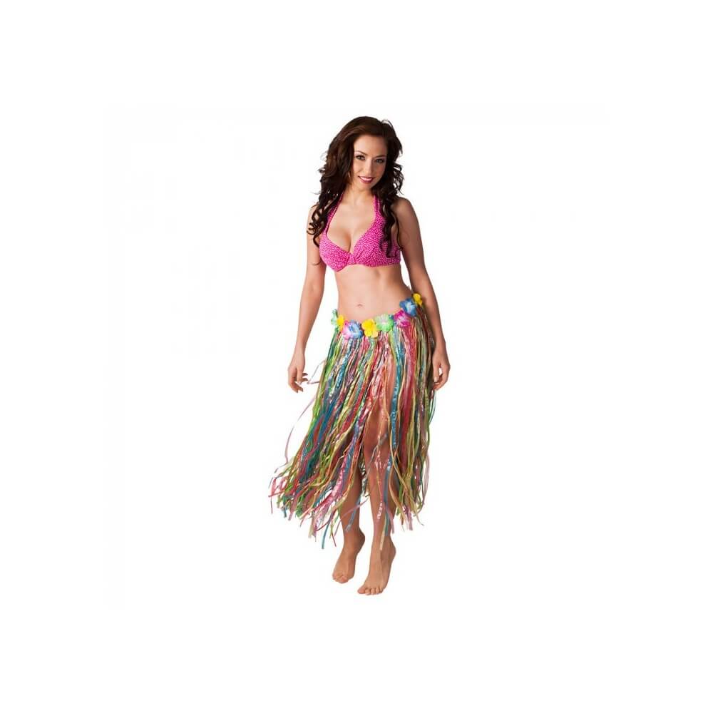 Jupe Hawaïenne Adulte Multicolore 80 cm - B52402 - Costumes adulte