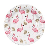 10 Assiettes Papier Flamingo 23 cm Anniversaire Tropical | Fiesta Factory