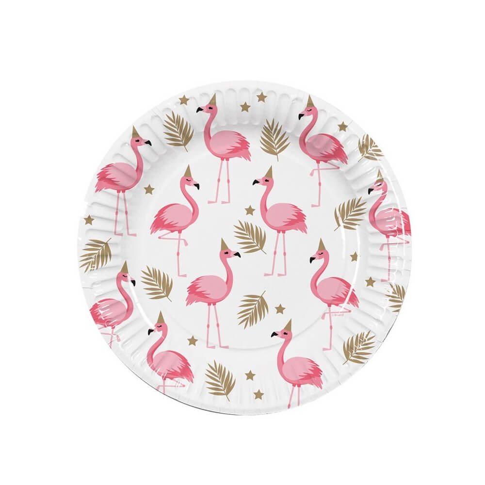 10 Assiettes Papier Flamingo 23 cm - B52496 - Gobelets & Assiettes à Thème