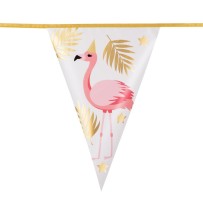 Guirlande 10 Fanions FOIL Flamingo 4 m Décoration Tropicale | Fiesta Factory