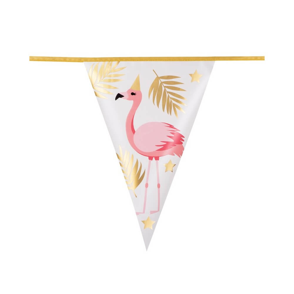 Guirlande 10 Fanions FOIL Flamingo 4 m - B52550 - Guirlandes à Fanions